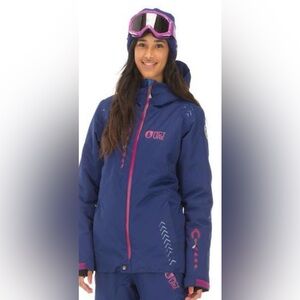 Picture organic ski snow jacket small thermal dry French recycled material zip